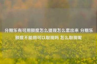 分期乐购物额度怎么取现教程